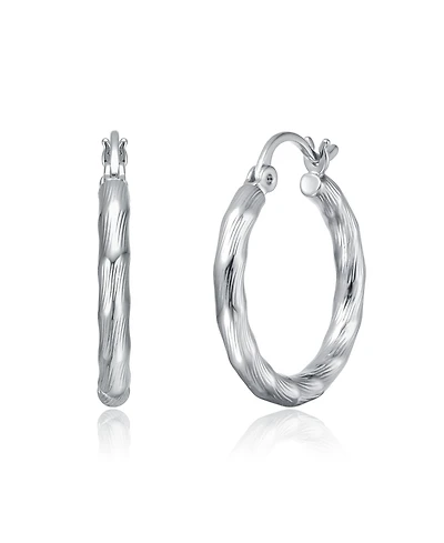 Twisted Hoop Earrings in White Gold Plated or 14K Gold Plated