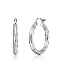 Twisted Hoop Earrings in White Gold Plated or 14K Gold Plated