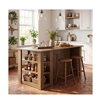 Tribesigns 70.8-Inch Kitchen Island with Storage, 3-Tier Farmhouse Island Table for Kitchen Dining Room
