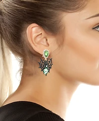 Betsey Johnson Faux-Stone Halloween Spiderweb Heart Drop Earrings