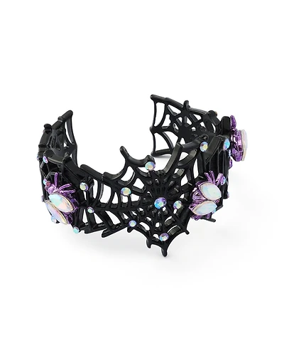 Betsey Johnson Faux-Stone Halloween Spiderweb Cuff Bracelet