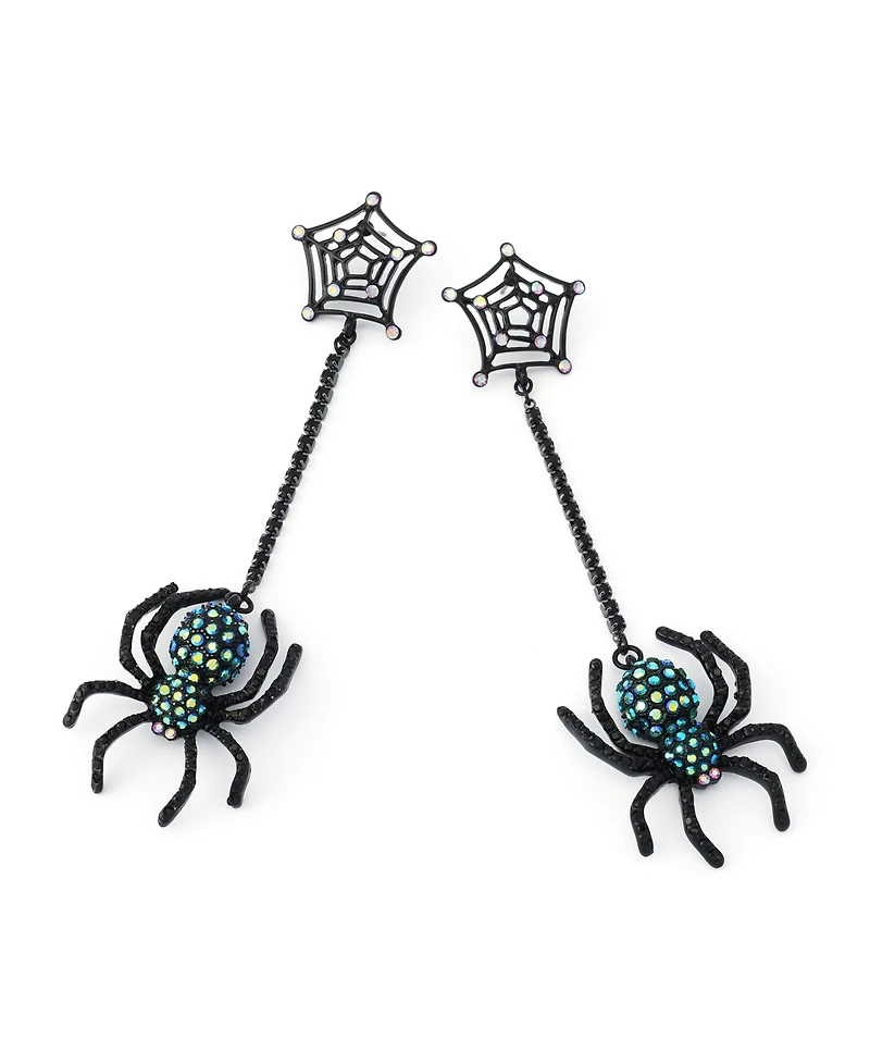 Betsey Johnson Faux-Stone Halloween Spiderweb Linear Earrings