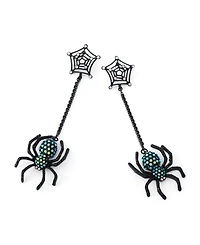 Betsey Johnson Faux-Stone Halloween Spiderweb Linear Earrings