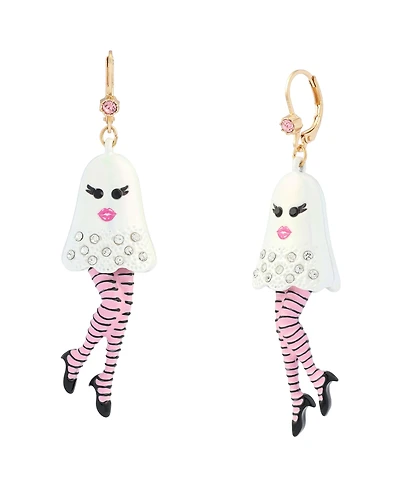 Betsey Johnson Faux-Stone Halloween Girly Ghost Drop Earrings