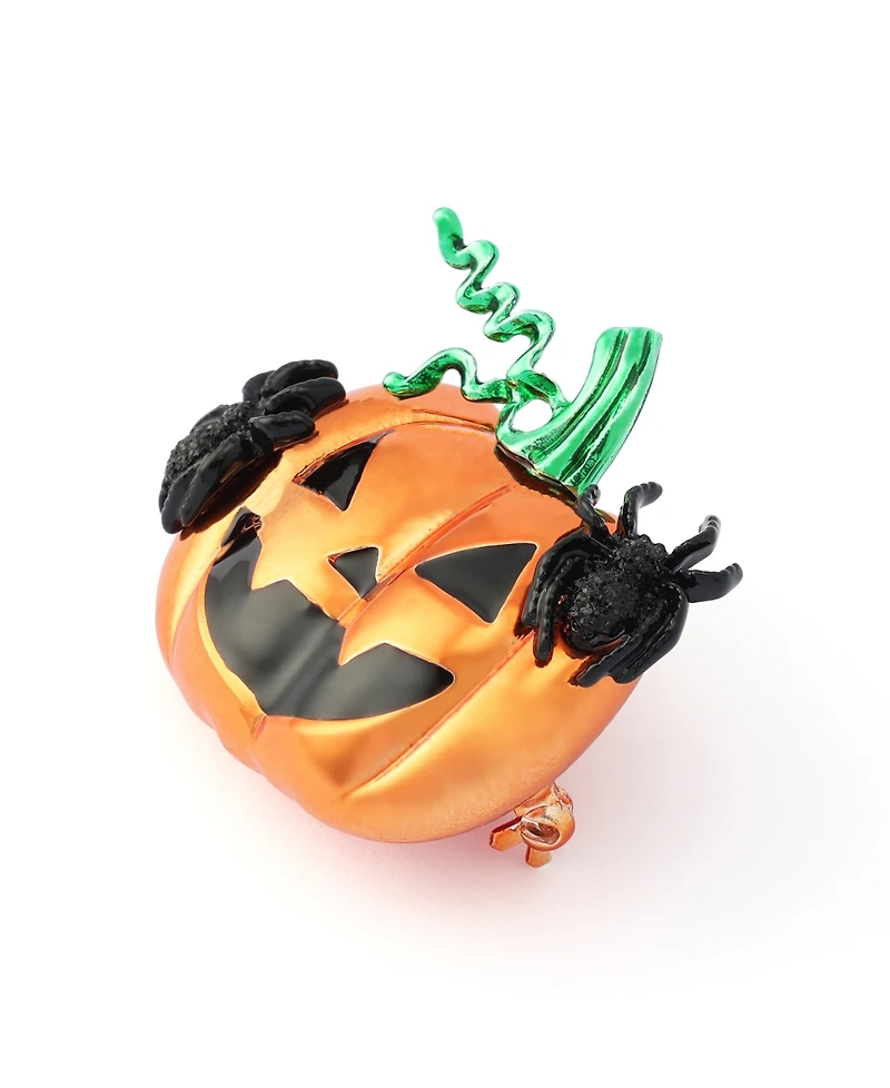 Betsey Johnson Orange Halloween Pumpkin Jack-o-Lantern Brooch