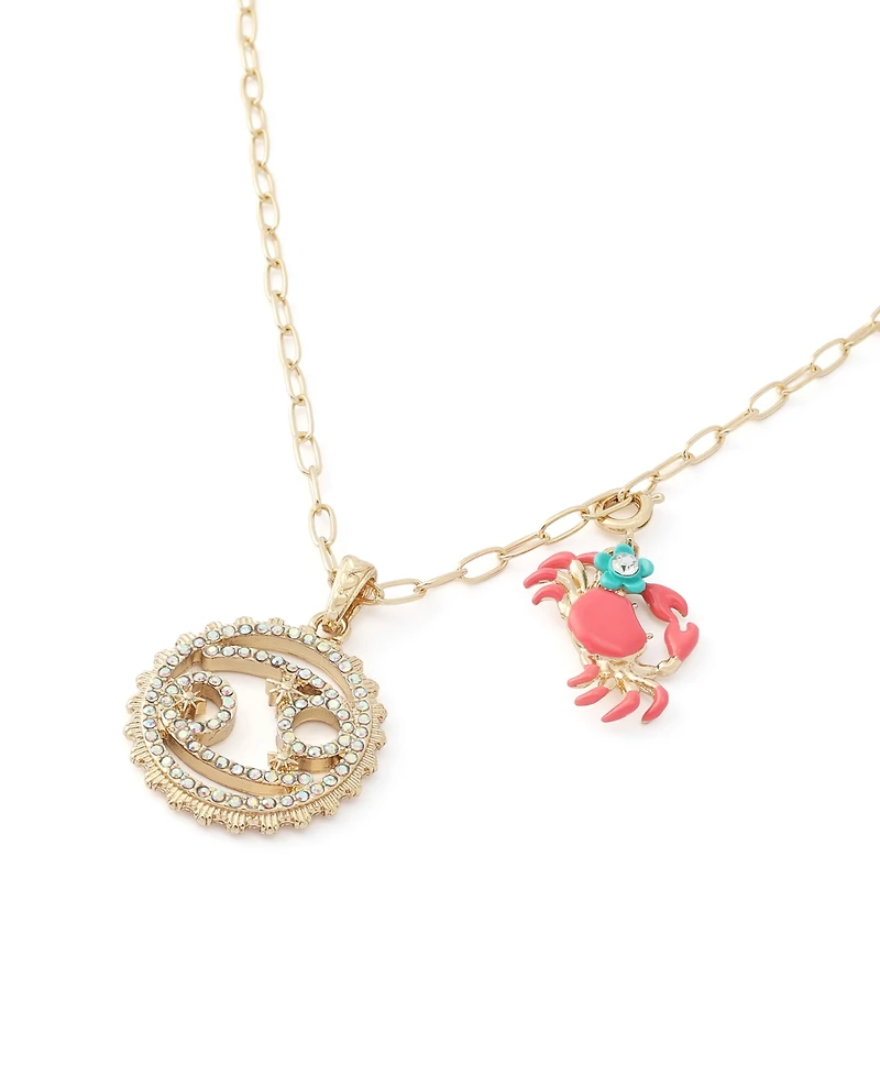 Betsey Johnson Faux-Stone Cancer Celestial Pendant Necklace Charm Zodiac Set