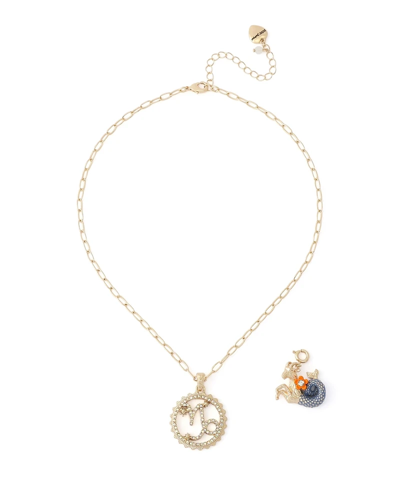 Betsey Johnson Faux-Stone Capricorn Celestial Pendant Necklace Charm Zodiac Set