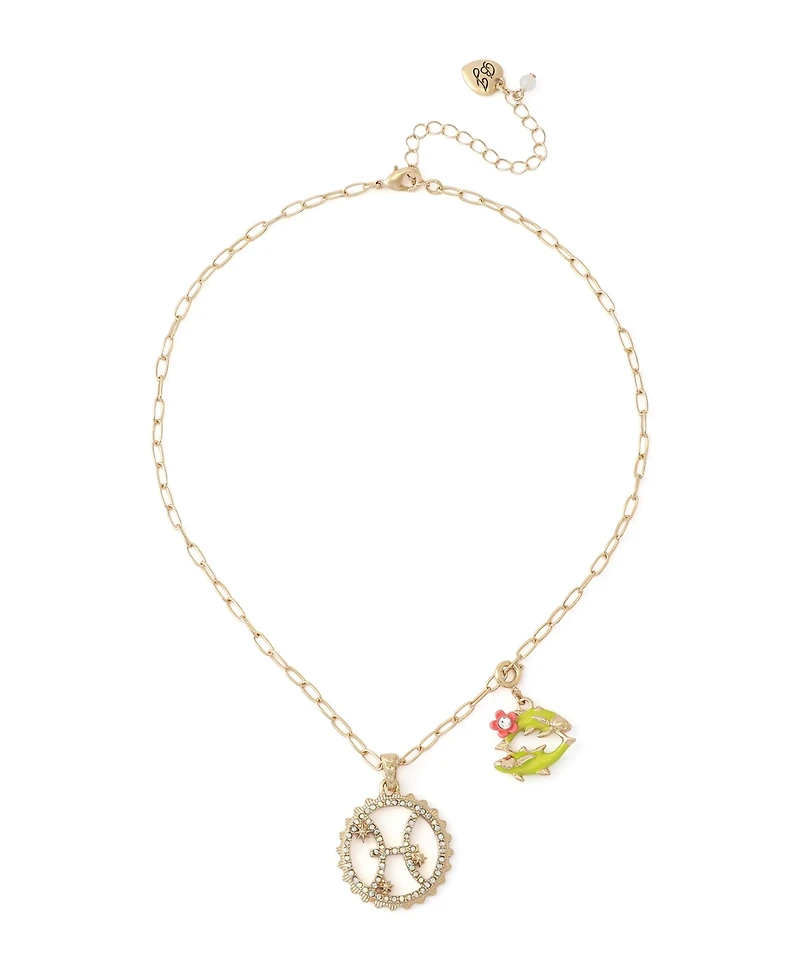 Betsey Johnson Faux-Stone Pisces Celestial Pendant Necklace Charm Zodiac Set