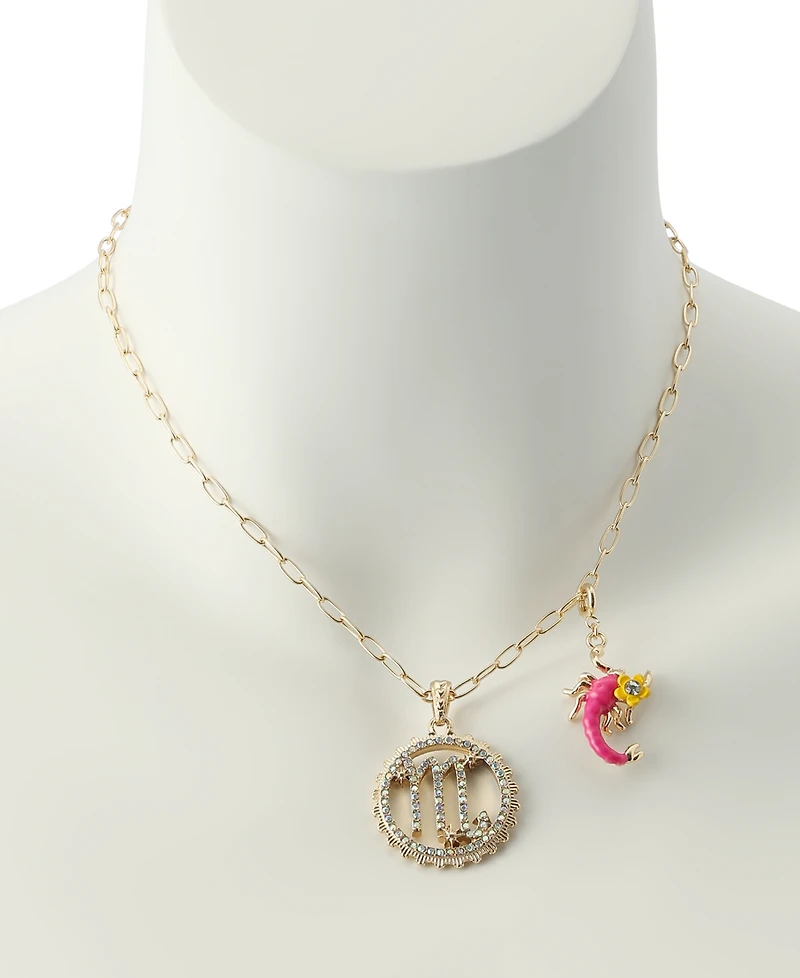 Betsey Johnson Faux-Stone Scorpio Celestial Pendant Necklace Charm Zodiac Set