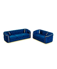 Streamdale Furniture Chesterfield 2-Piece Sofa Set - 84.6" 3-Seater and 62.6" Loveseat