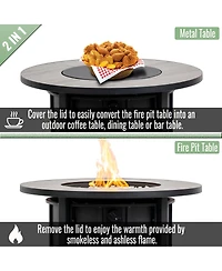 Streamdale Furniture 30-inch Outdoor Fire Pit Table with Wood Grain Ceramic Top
