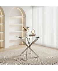 Streamdale Furniture 35.5" Glass Leg Round Dining Table