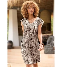 Lascana Women's Short Sleeve Print Dress