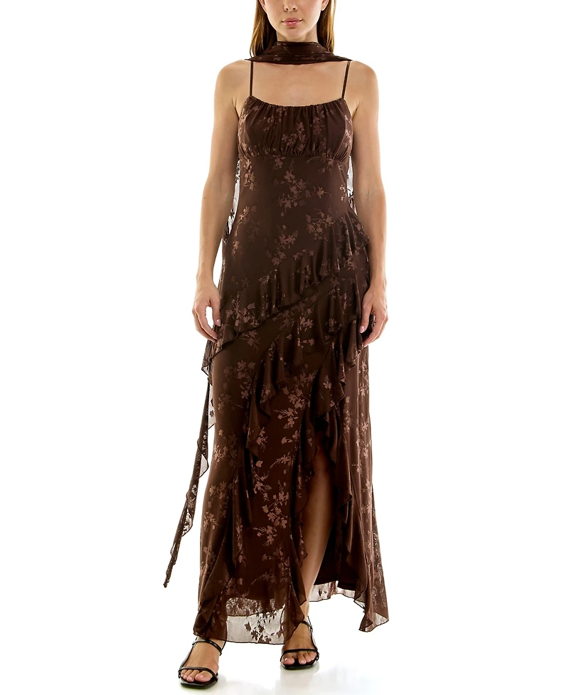 Row A Juniors' Sleeveless Jacquard Dress