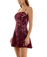 Row A Juniors' Sleeveless Lace Fit & Flare Dress