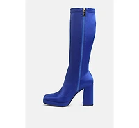 Presto Pink Stretchable Satin Long Boot Women