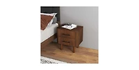Lucky One Mid Century Solid Wood Walnut Nightstand with 2-Drawer