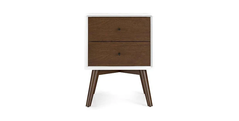 Lucky One 23.6" Width Solid Wood Mid Century Nightstand with 2-Drawer