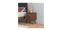 Lucky One 24.8" Width Solid Wood Mid Century Nightstand with 2-Drawer