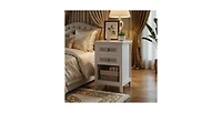 Lucky One 17.7"W Rattan Boho Nightstand with 2-Drawer Shelf