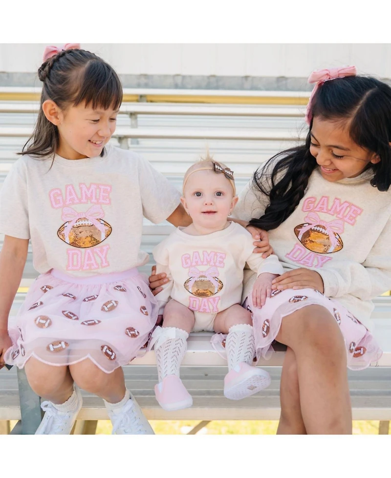 Sweet Wink Little Girls Game Day Sequin Patch Sweatshirt