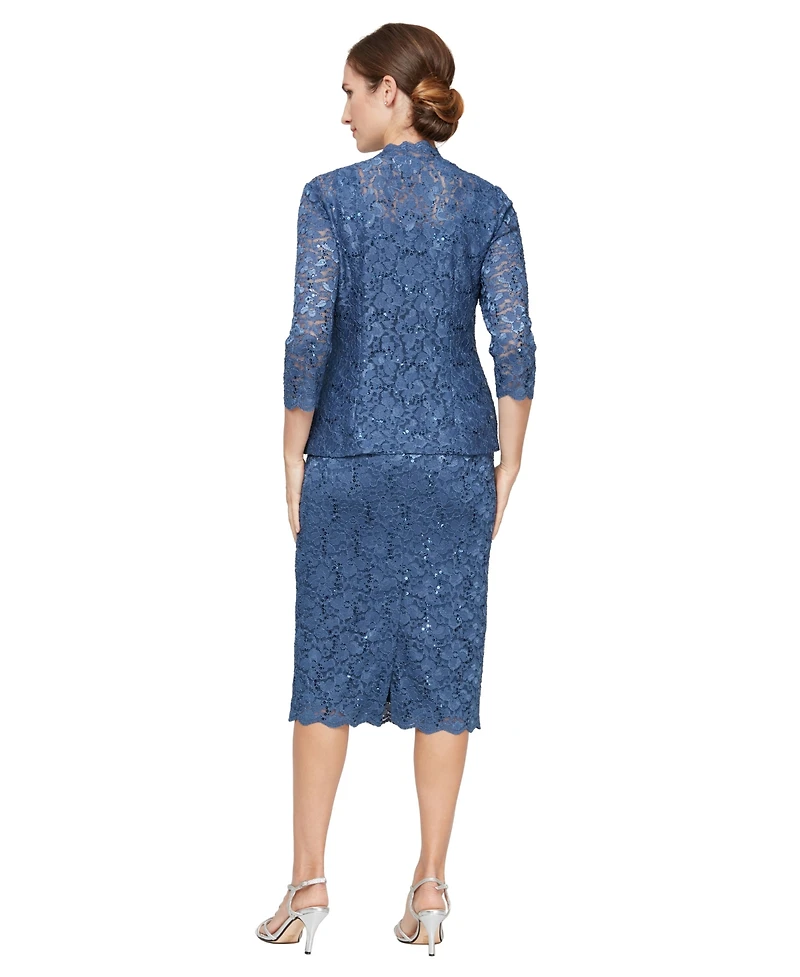 Sl Fashions 2-Pc. Lace Jacket & Midi Dress Set