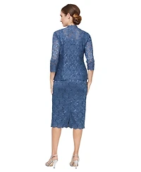 Sl Fashions 2-Pc. Lace Jacket & Midi Dress Set