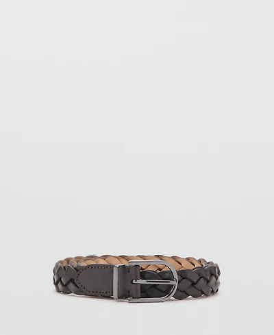 Mango Men's Leather Braided Belt