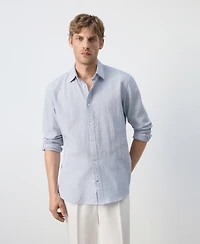 Mango Men's Textured Striped Seersucker Shirt