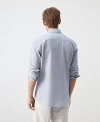 Mango Men's Textured Striped Seersucker Shirt