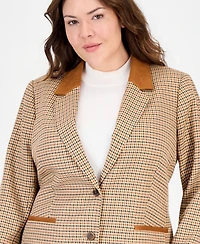 Tahari Asl Plus Plaid Long-Sleeve Blazer