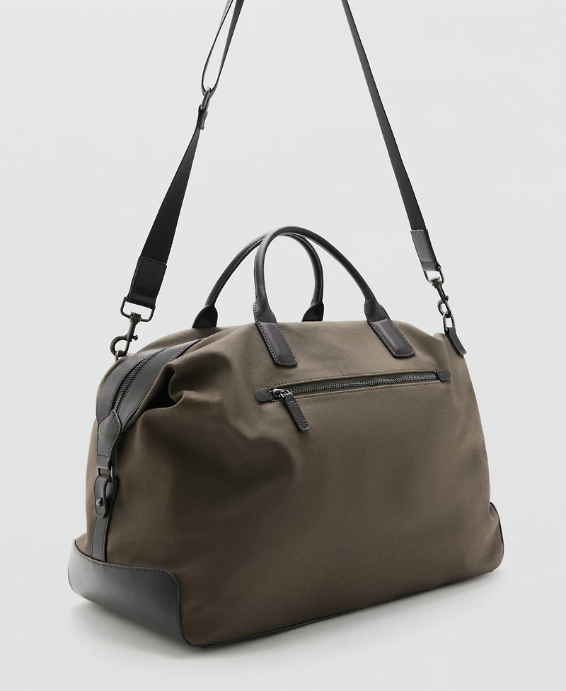 Mango Men's Leather Details Bowling Bag