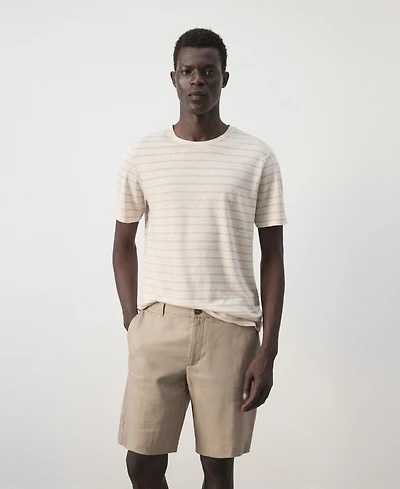 Mango Men's Striped Linen T-Shirt
