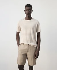 Mango Men's Striped Linen T-Shirt