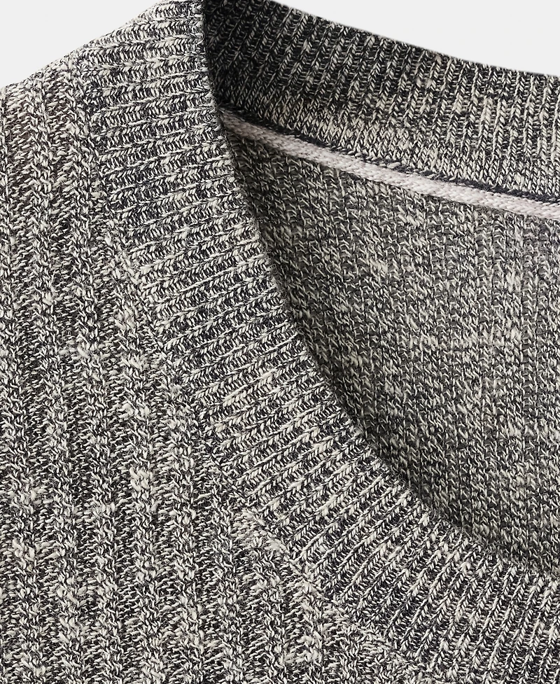 Mango Men's Ribbed Linen-Cotton Blend T-Shirt