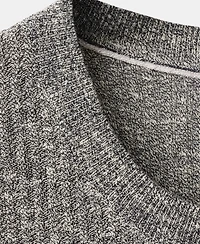 Mango Men's Ribbed Linen-Cotton Blend T-Shirt