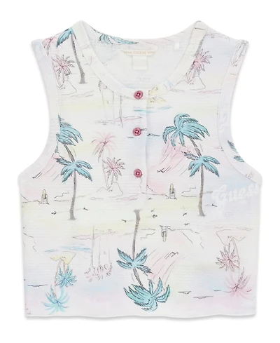 Guess Girls' 7-16 Stretch Rib Lemon Print Top