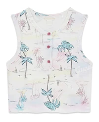 Guess Girls' 7-16 Stretch Rib Lemon Print Top