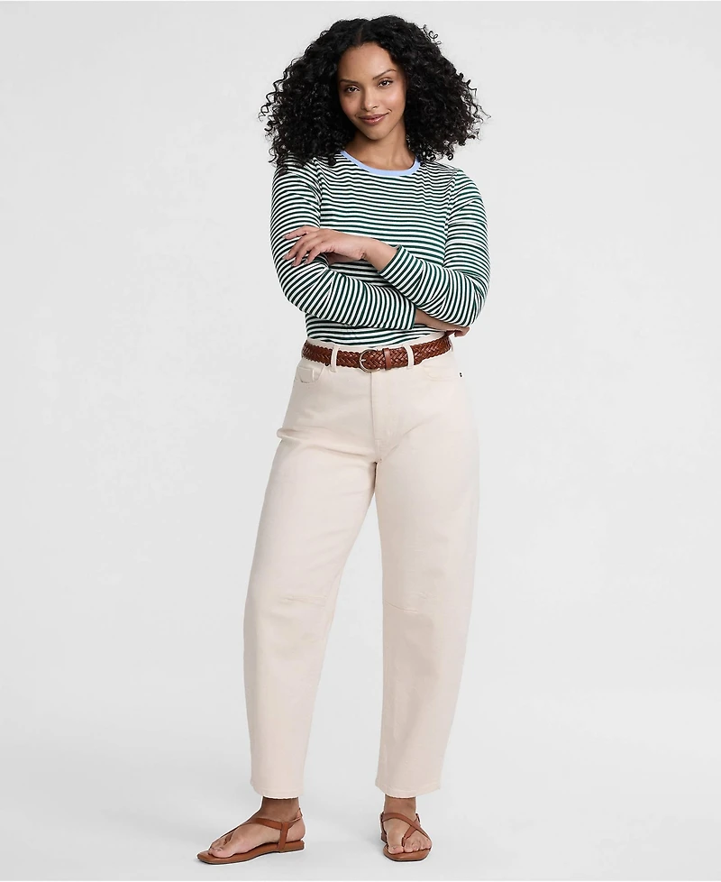 Lands' End Petite Soft Denim Mid Rise Relaxed Barrel Ankle Jeans
