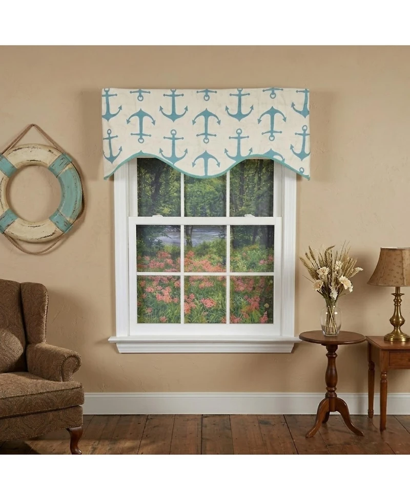 Rlf Home Anchors Cornice Window Valance 100% Cotton Lined Rod Pocket