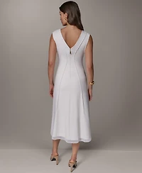 Donna Karan New York Women's Sleeveless V-Neck Midi Dress