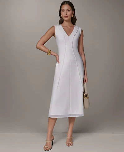 Donna Karan New York Women's Sleeveless V-Neck Midi Dress