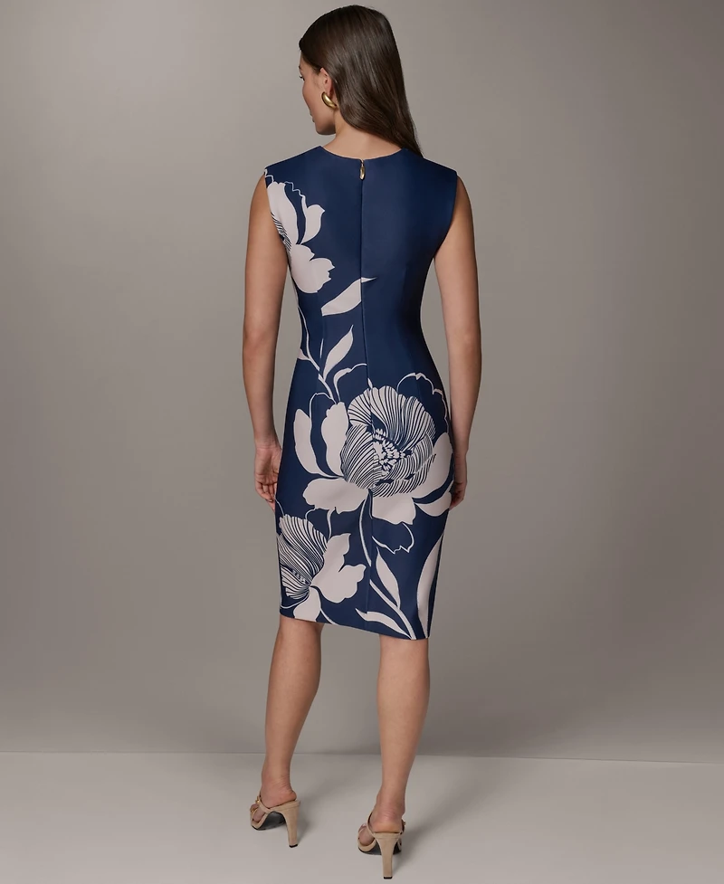 Donna Karan New York Women's Sleeveless Floral Print Knee-Length Sheath Dress