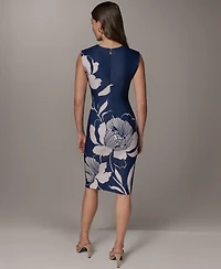 Donna Karan New York Women's Sleeveless Floral Print Knee-Length Sheath Dress