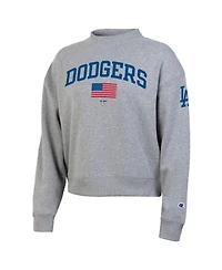 Champion Women's Heather Gray Los Angeles Dodgers Americana Triumph Fleece Tri-Blend Sweatshirt