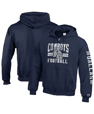 Champion Men's Navy Dallas Cowboys Powerblend Fleece Full-Zip Hoodie