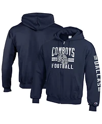 Champion Men's Navy Dallas Cowboys Powerblend Fleece Full-Zip Hoodie