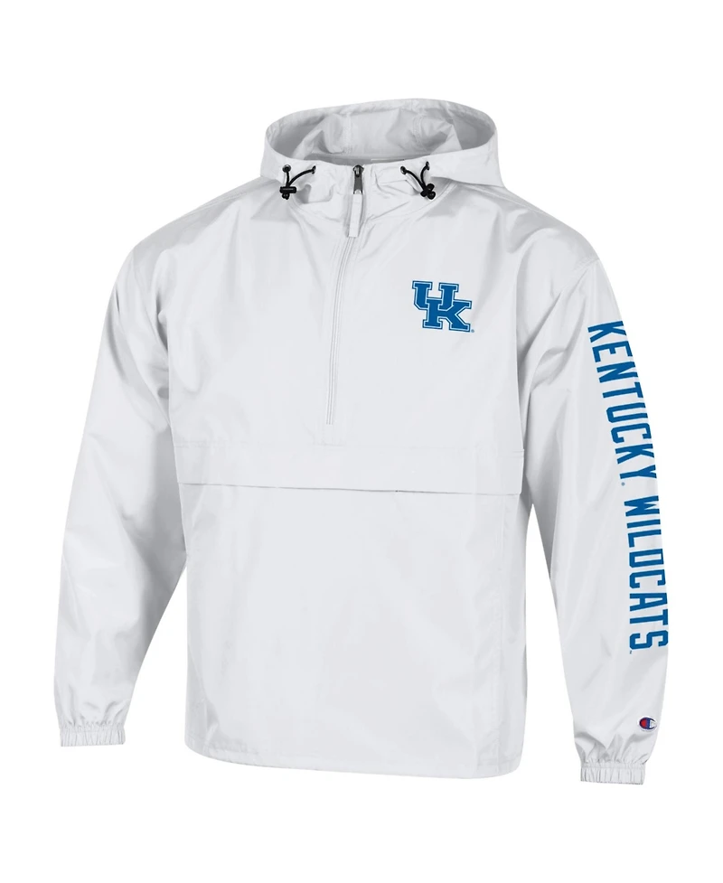 Champion Men's White Kentucky Wildcats Cloud Packable Half-Zip Hooded Jacket