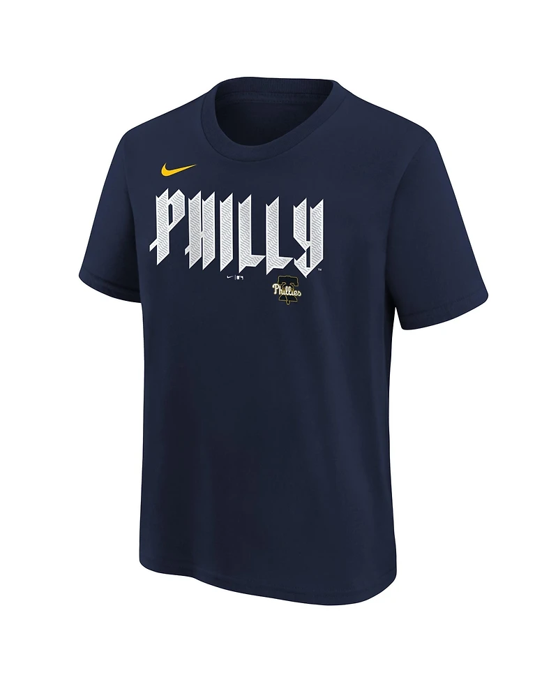 Nike Big Boys and Girls J.t. Realmuto Navy Philadelphia Phillies City Connect Name Number T-Shirt