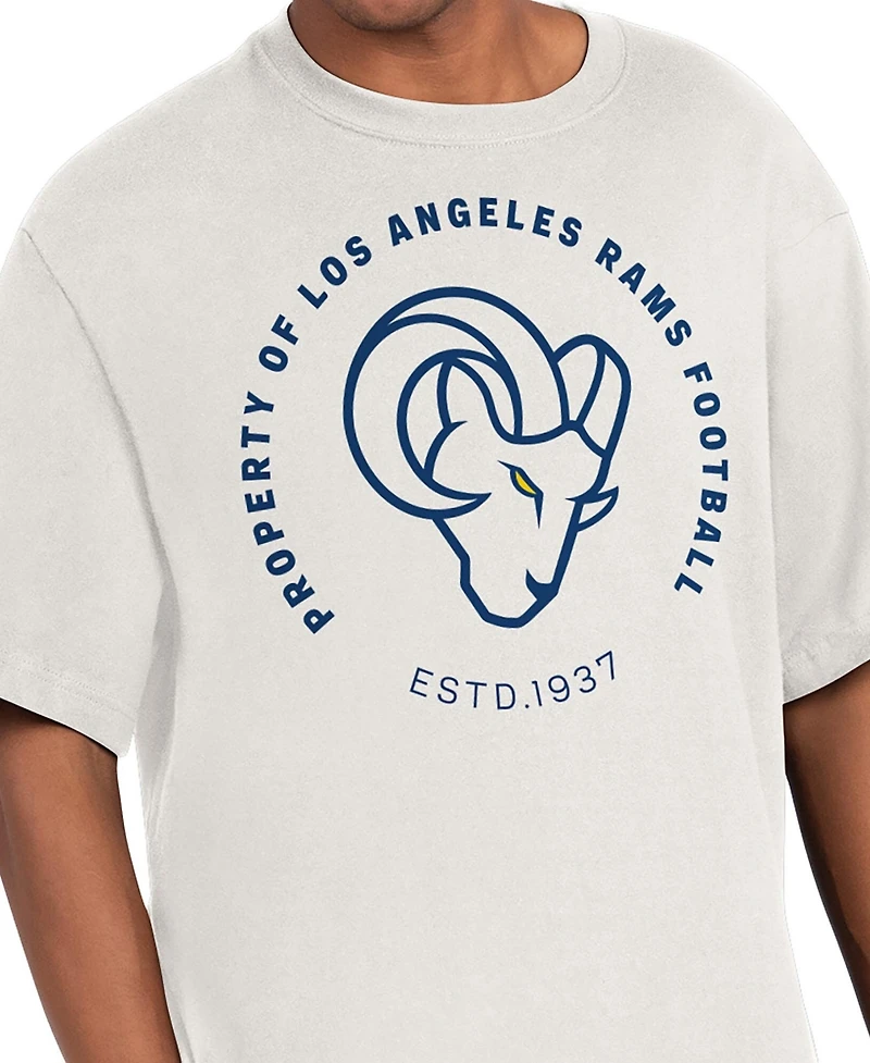 Starter Men's Cream Los Angeles Rams Eco Ringer T-Shirt